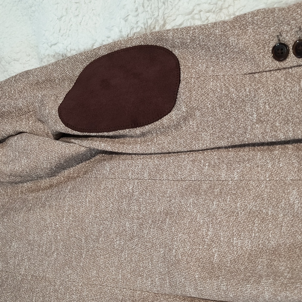 Tommy Hilfiger Women's Tan Marled Knit Blazer Elbow Patches Jacket Size 2 Preppy - Picture 13 of 16